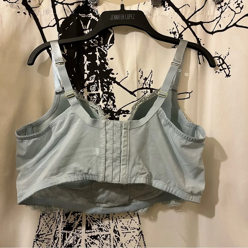 Cacique Lace Balconette Bra Underwire Lace Up Accents Blue 42DD - Picture 7 of 13